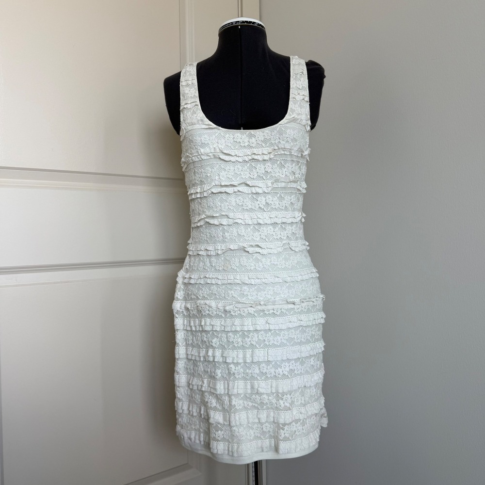 Vintage Cream Lace Boho Chic Mini Dress